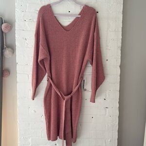 EXPRESS Pink Sweater Dress with Tie